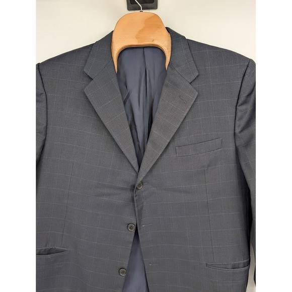 Hickey Freeman Gray Windowpane Sport Wool coat 48 R and pants